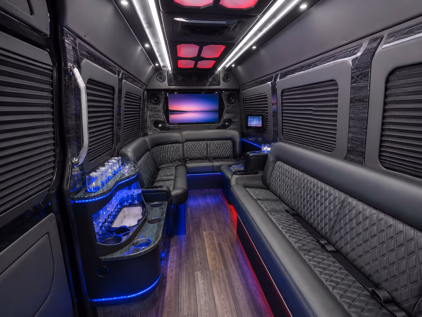 cedar park 40 passenger party bus interior