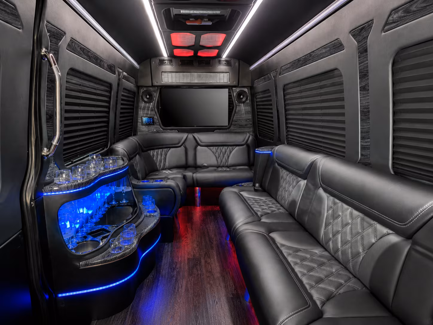 cedar park 50 passenger party bus interior